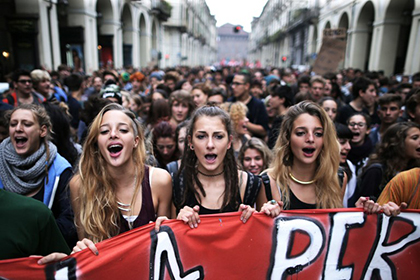 Студенческий марш, Турин, Италия, 10 октября 2014 года